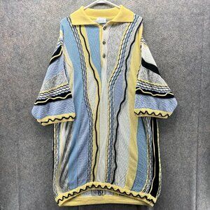 Vintage Coogi Sweater Mens 4XL Multicolor 3D Knit Hip Hop Biggie 90s Polo Shirt